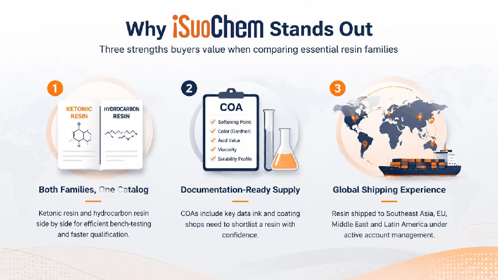 Decision flow for choosing between ketonic resin and hydrocarbon resin